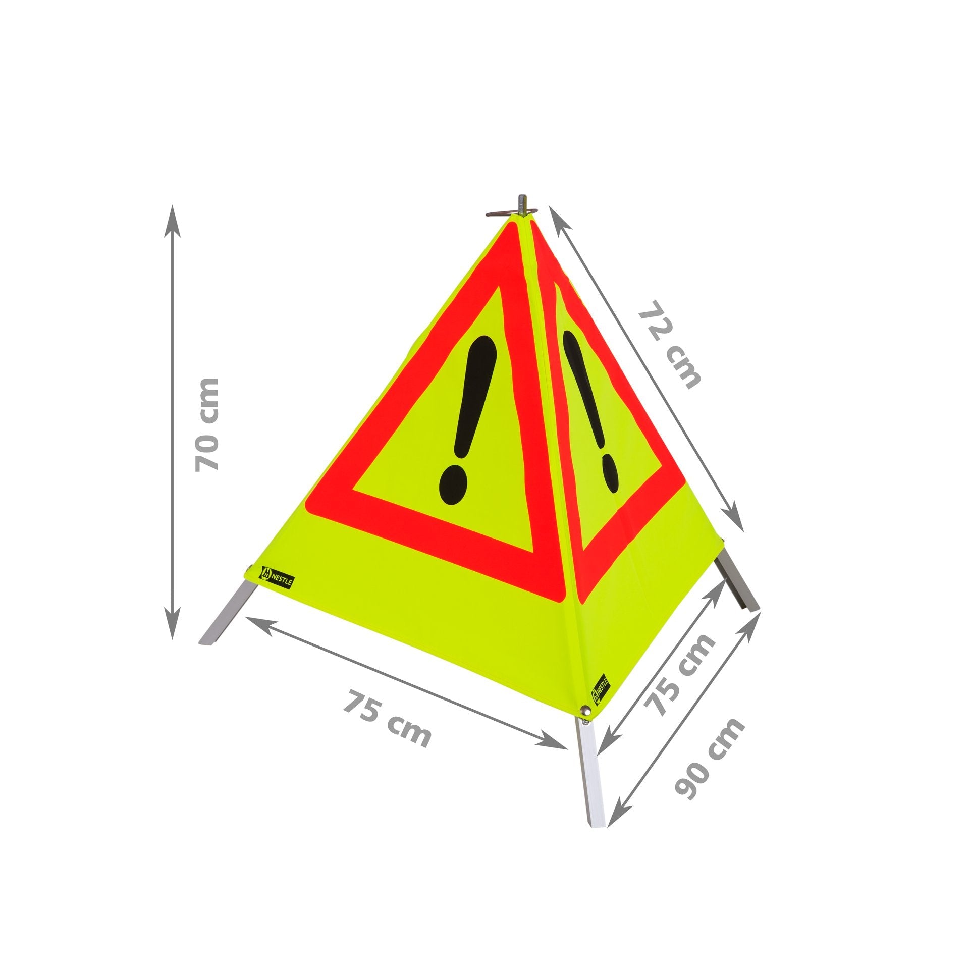 NESTLE Warnpyramide 70 cm, Achtung (VZ101), gelb retroreflektierend, mit Mittelfuß NESTLE Warnpyramide 70 cm, Achtung (VZ101), gelb retroreflektierend, mit Mittelfuß